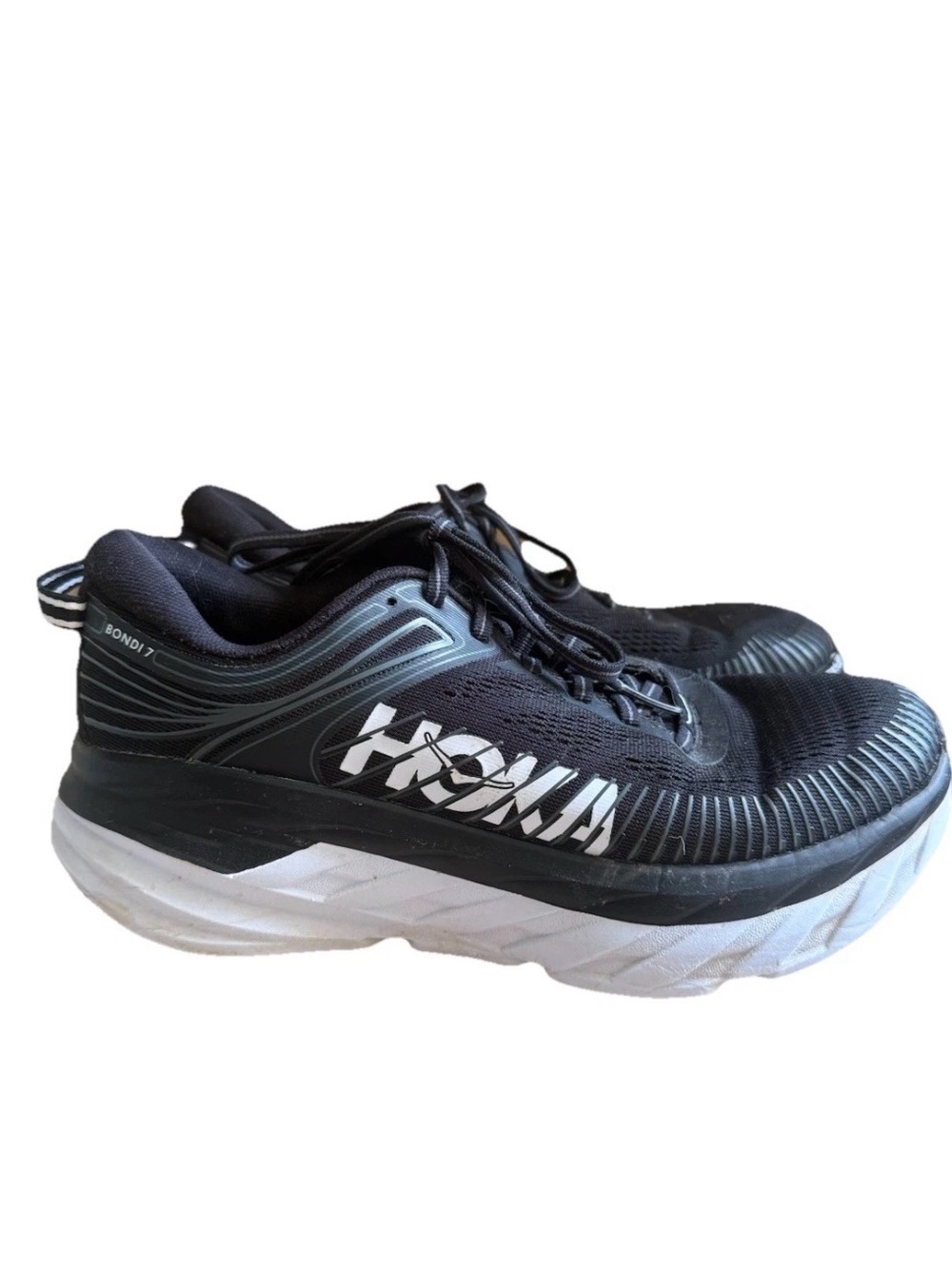 Hoka Women’s One Bondi 7 Black/White  Running Shoes Sz 8